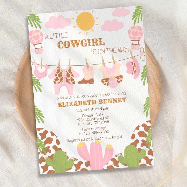 Invitation Cowgirl Clothesline Western Rodeo Girl Baby shower (Créateur téléchargé)