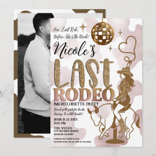 Invitation Cowgirl de la boule disco dernier rodéo enterremen