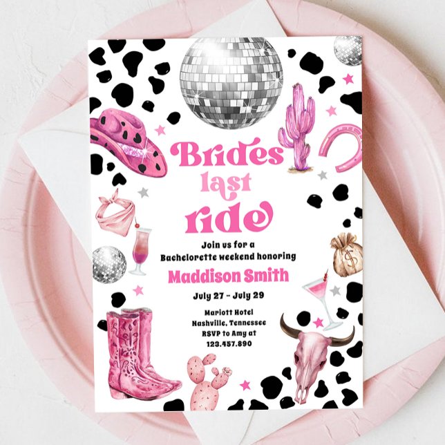 Invitation Cowgirl de l'espace Week-end de Fiançailles Disco  (Créateur téléchargé)