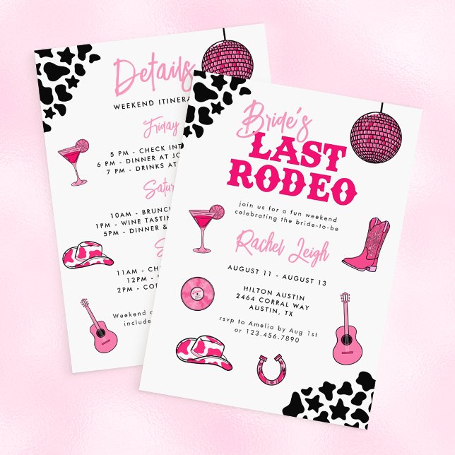 Invitation Cowgirl Disco Dernier Rodeo Bachelorette (Créateur téléchargé)