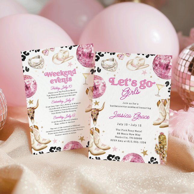 Invitation Cowgirl disco rose Nashville enterrement de vie de (Créateur téléchargé)