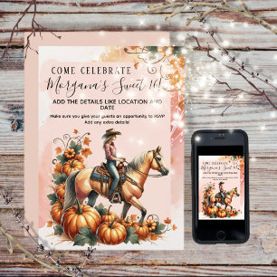Invitation Cowgirl Fall Citrouille Anniversaire