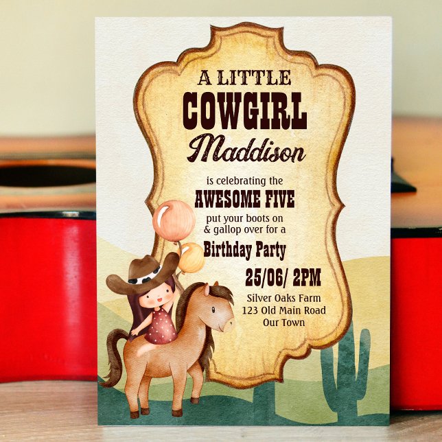 Invitation Cowgirl fête d'anniversaire cheval sauvage et libr (Créateur téléchargé)