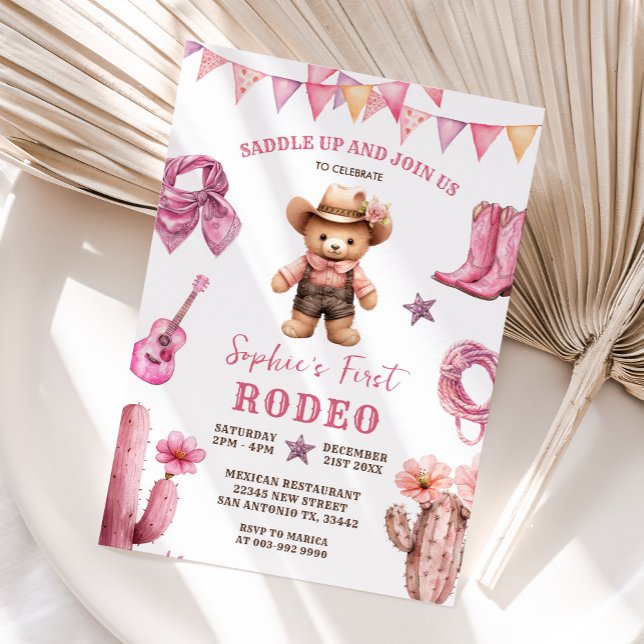 Invitation Cowgirl First Rodeo Cactus Anniversaire (Créateur téléchargé)
