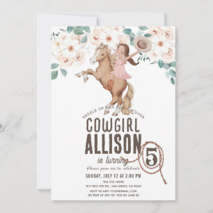 Invitation Cowgirl Floral Rodeo Western Pony Ride Anniversair