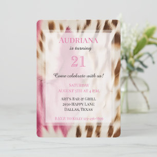 Invitation Cowgirl Gold Crème Rose Cowhide 21e anniversaire