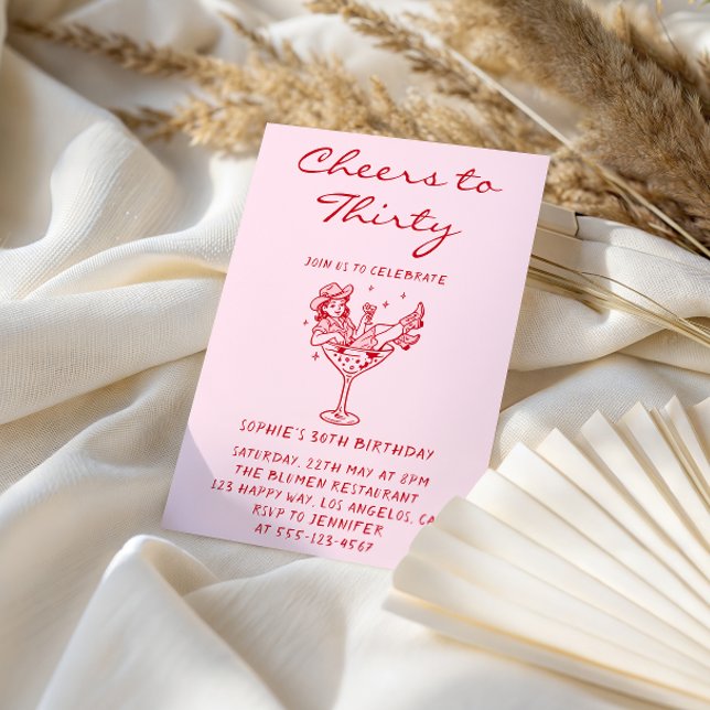 Invitation Cowgirl Martini Cheers to Thirty 30th Birthday (Créateur téléchargé)