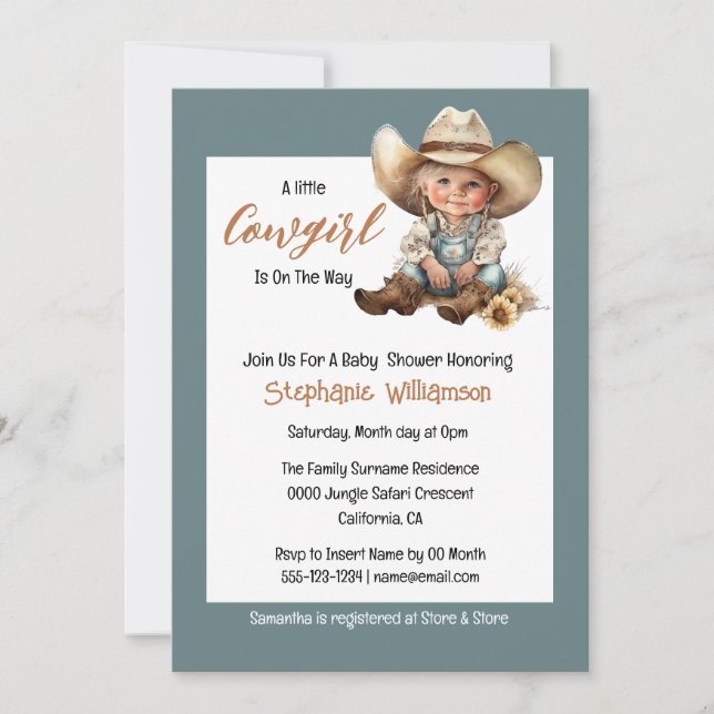 Invitation Cowgirl occidentale sauvage baby shower occidental (Devant)