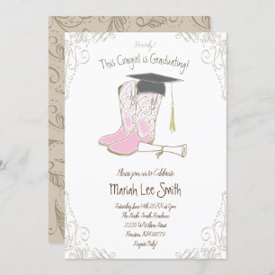 Invitation Cowgirl Pays Western Graduation Party