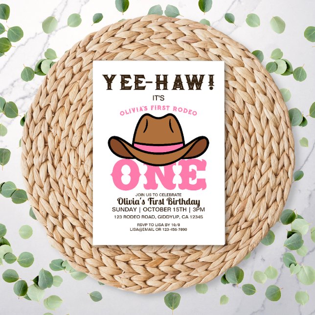 Invitation Cowgirl Pink Premier Rodéo Premier Anniversaire (Créateur téléchargé)