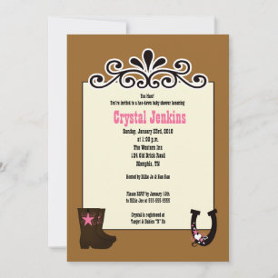 Invitation Cowgirl Pink tendance Cowboy Boot Country Invitati