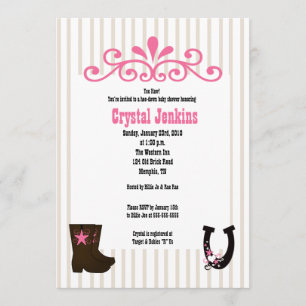 Invitation Cowgirl Pink tendance Cowboy Boot Country Invitati