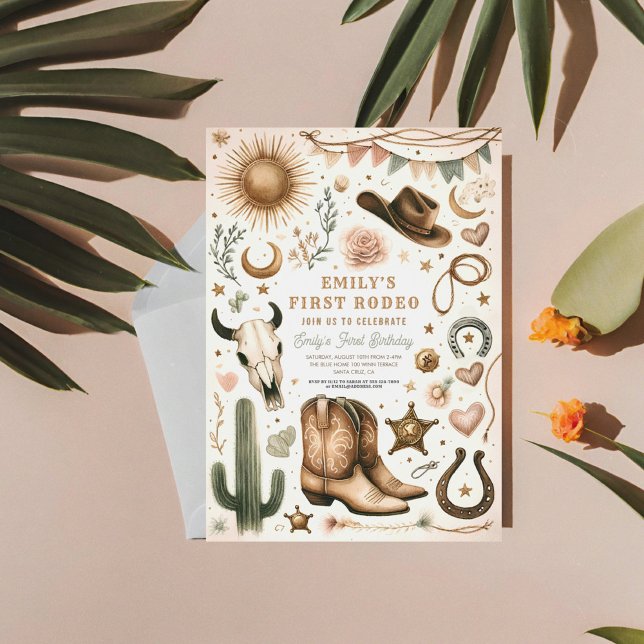 Invitation Cowgirl Premier Rodéo Premier anniversaire 1er (Créateur téléchargé)