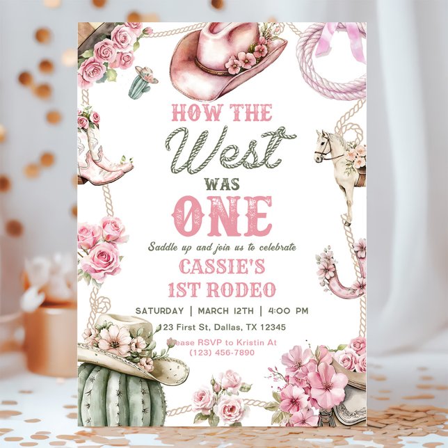 Invitation Cowgirl Rodeo 1st Birthday How The West Was One (Créateur téléchargé)