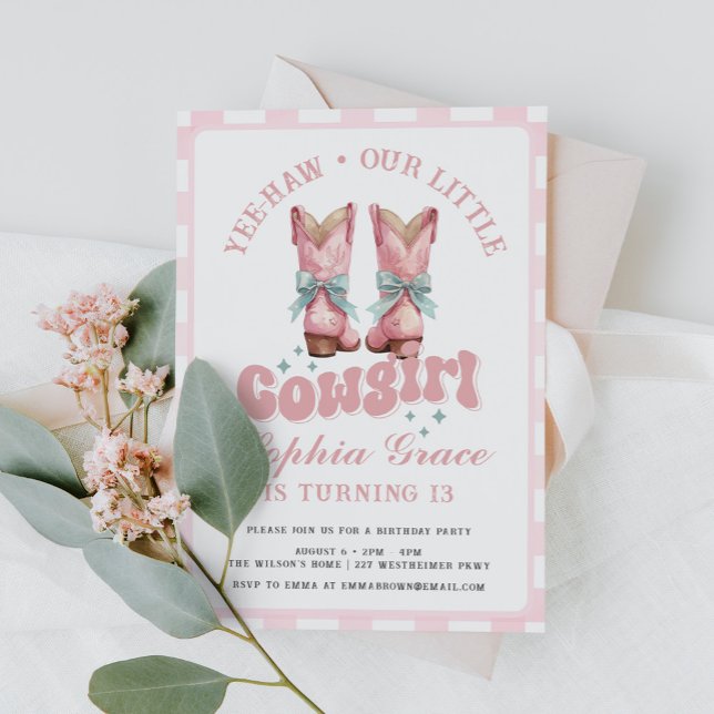 Invitation Cowgirl Rodeo rose fête d'anniversaire (Créateur téléchargé)