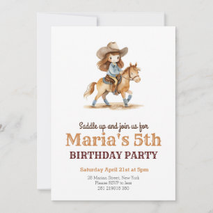 Invitation Cowgirl Rodeo Western Girl anniversaire