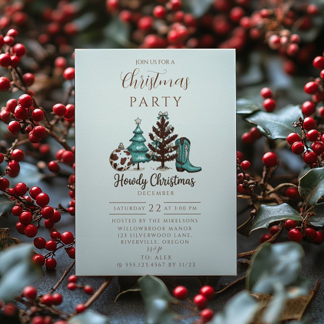 Invitation Cowgirl Rustic Howdy Christmas (Créateur téléchargé)