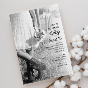 Invitation Cowgirl Sunflowers Pays Sweet 16 Anniversaire