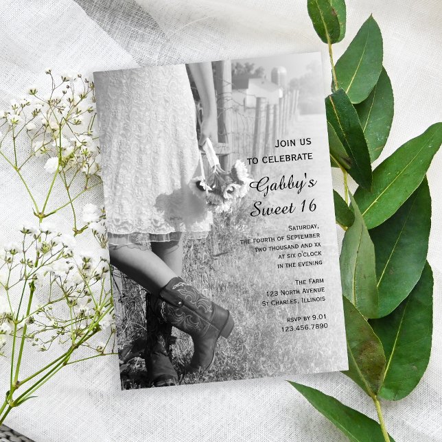 Invitation Cowgirl Sunflowers Pays Western Sweet 16 Party (Créateur téléchargé)
