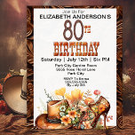 Invitation Cowgirl Western 80e anniversaire<br><div class="desc">Cowgirl Occidentale 80e Anniversaire Invitations Pour Femmes. Il Est Facile De Changer L'Exemple De Texte En Vous Propre En Cliquant Sur Personnaliser. Cliquez Sur Personnaliser/Modifier Avec L'Outil De Création Pour Modifier Le Type De Police, La Couleur De Police, La Taille De Police, Ou Pour Ajouter/Supprimer/Modifier Le Texte Ou Les Éléments...</div>