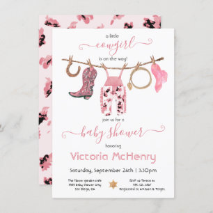 Invitation Cowgirl Western Baby Girl Clothesline Baby shower