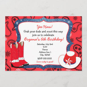 Invitation Cowgirl Western Bandana Rouge & Denim