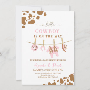 Invitation Cowgirl Western Brown Plaid Baby shower