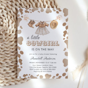 Invitation Cowgirl Western Casquette Bottes Baby shower vesti