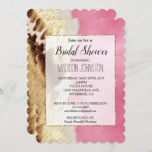 Invitation Cowgirl Western Pink Cream Gold Cowhide
