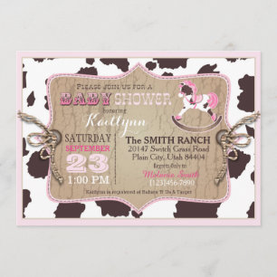 Invitation Cowgirl Western Rocking Horse Baby shower