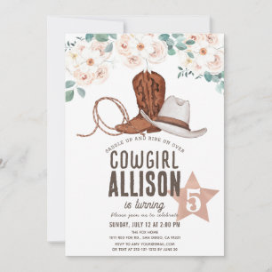 Invitation Cowgirl Western Wild West Floral Anniversaire