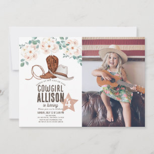 Invitation Cowgirl Western Wild West Floral Anniversaire