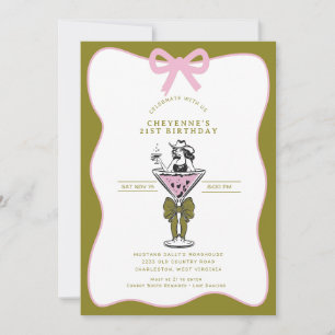 Invitation Cowgirl Whimsical Main dessinée 21ème anniversaire