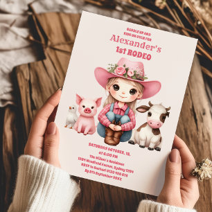 Invitation Cowgirl Wild West 1er Rodeo Ranch fête d'anniversa