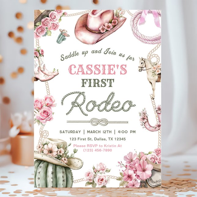 Invitation Cowgirl Wild West 1st Rodeo Ranch Birthday Party (Créateur téléchargé)