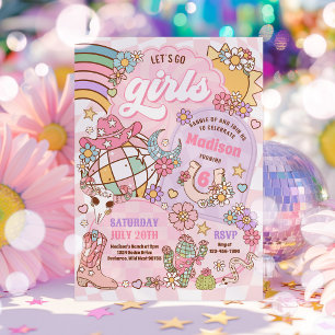 Invitation Cowgirl Wild West Rodeo Disco fête d'anniversaire