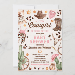 Invitation Cowgirl Wild West Rodeo Ranch Baby shower fille