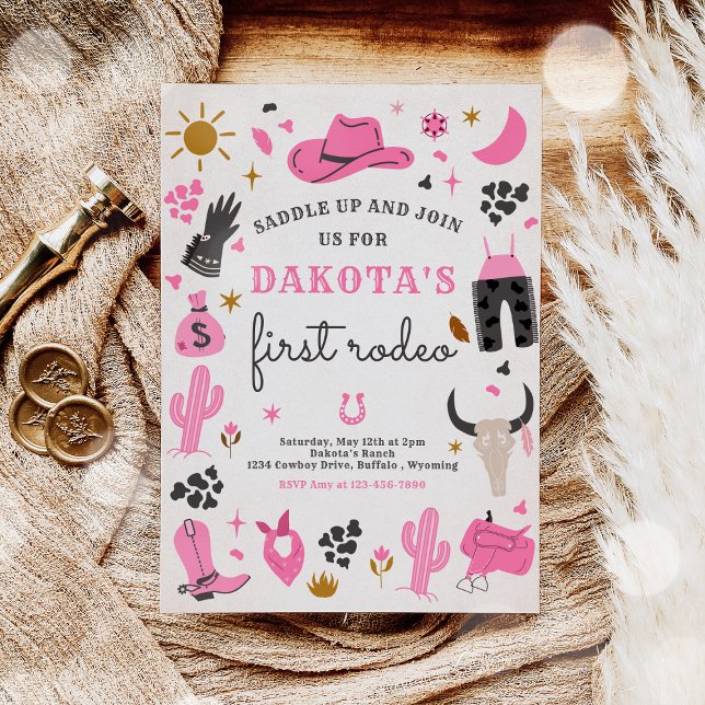 Invitation Cowgirl Wild West Rodeo Ranch fête d'anniversaire (Créateur téléchargé)