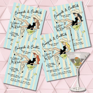 Invitation Cowgirls et Cocktails Fête des mariées Martini