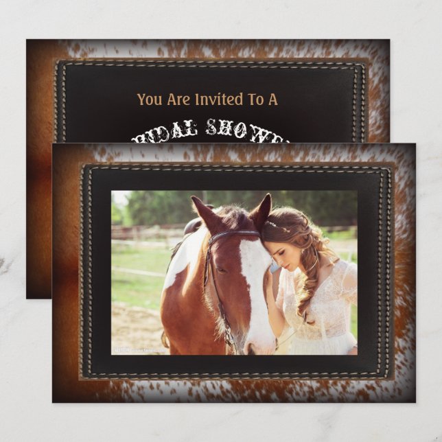 Invitation Cowhide Country Western Cowboy nuptiale douche (Devant / Derrière)