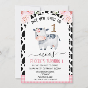 Invitation Cowhide Plaid Avez-Vous Entendu La Moos 1er Annive