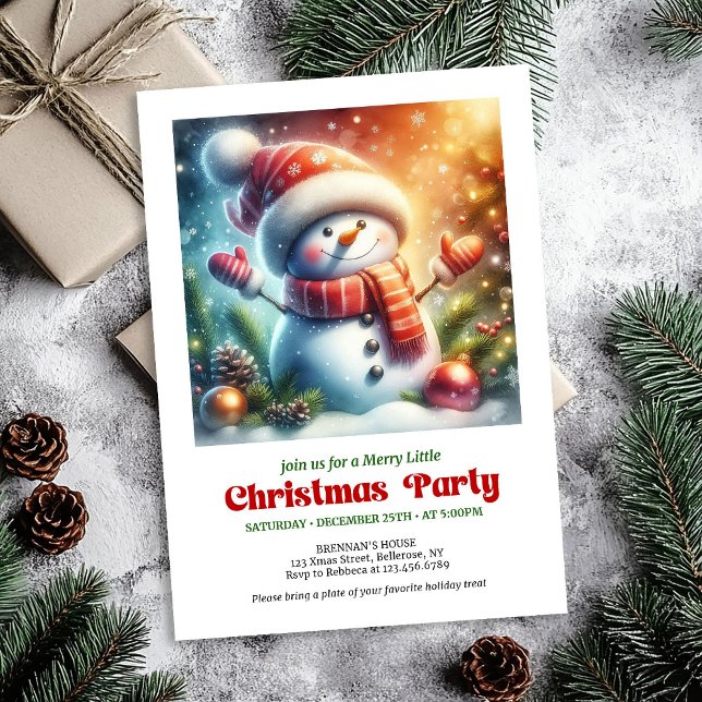 Invitation Cozy cartoon snowman invite holiday cheer editable (Cozy cartoon snowman invite holiday cheer printable

)