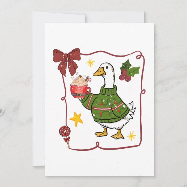 Invitation Cozy Christmas Goose Holiday Design (Devant)