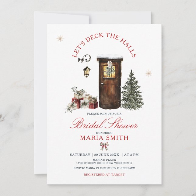 Invitation Cozy Christmas Let’s Deck the Halls Bridal Shower (Devant)