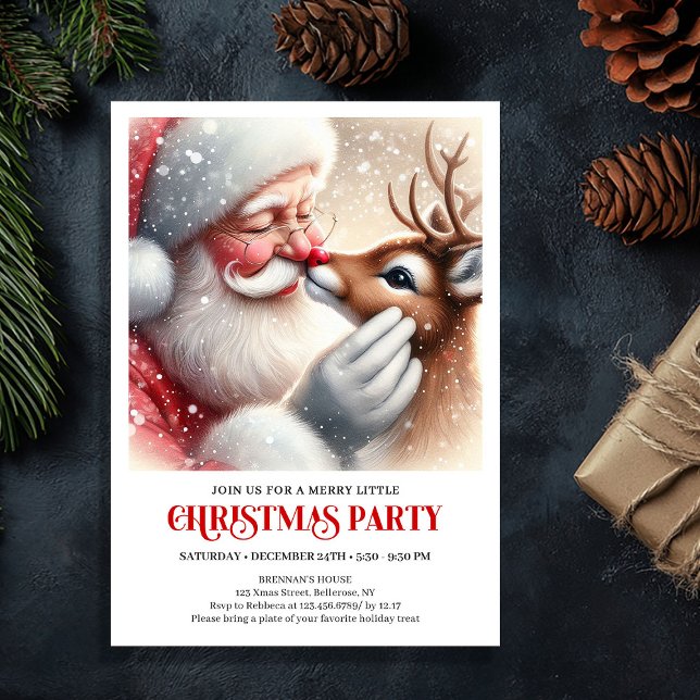 Invitation Cozy Christmas Santa Claus Rudolph Family Celebrat (Cozy Christmas Santa Claus Rudolph Family Celebration Invite

)