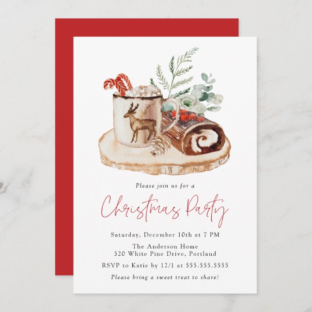 Invitation Cozy Christmas Sweet Treats Christmas Party (Devant / Derrière)