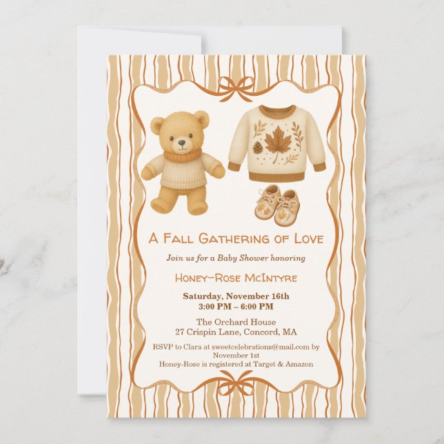 Invitation Cozy Fall Baby Shower | Neutral Cream & orange (Devant)