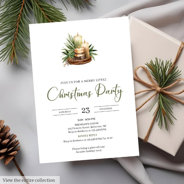 Invitation Cozy Neutral Earthy Rustic Minimalist Christmas   (Cozy Neutral Earthy Rustic Minimalist Christmas Party Invite)