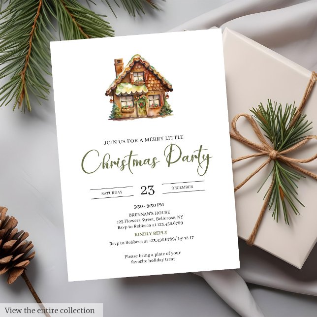 Invitation Cozy Neutral Earthy Watercolor Rustic Holiday Xmas (Cozy Neutral Earthy Watercolor Rustic Holiday Party Invitation)