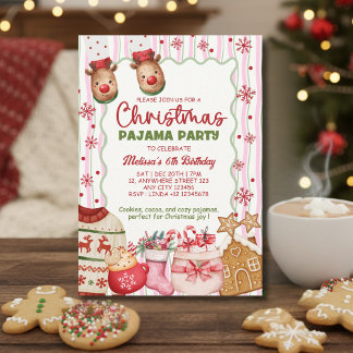 Invitation Cozy Pink Christmas Pajama Birthday